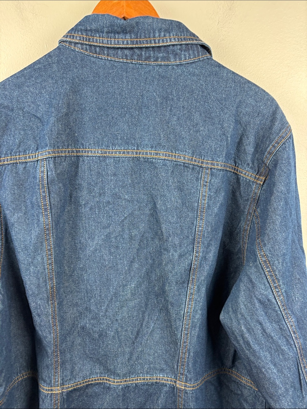 Frye Indigo Denim Shirt Dress 2X Duster Jacket pockets long sleeve blue plus - Picture 9 of 9